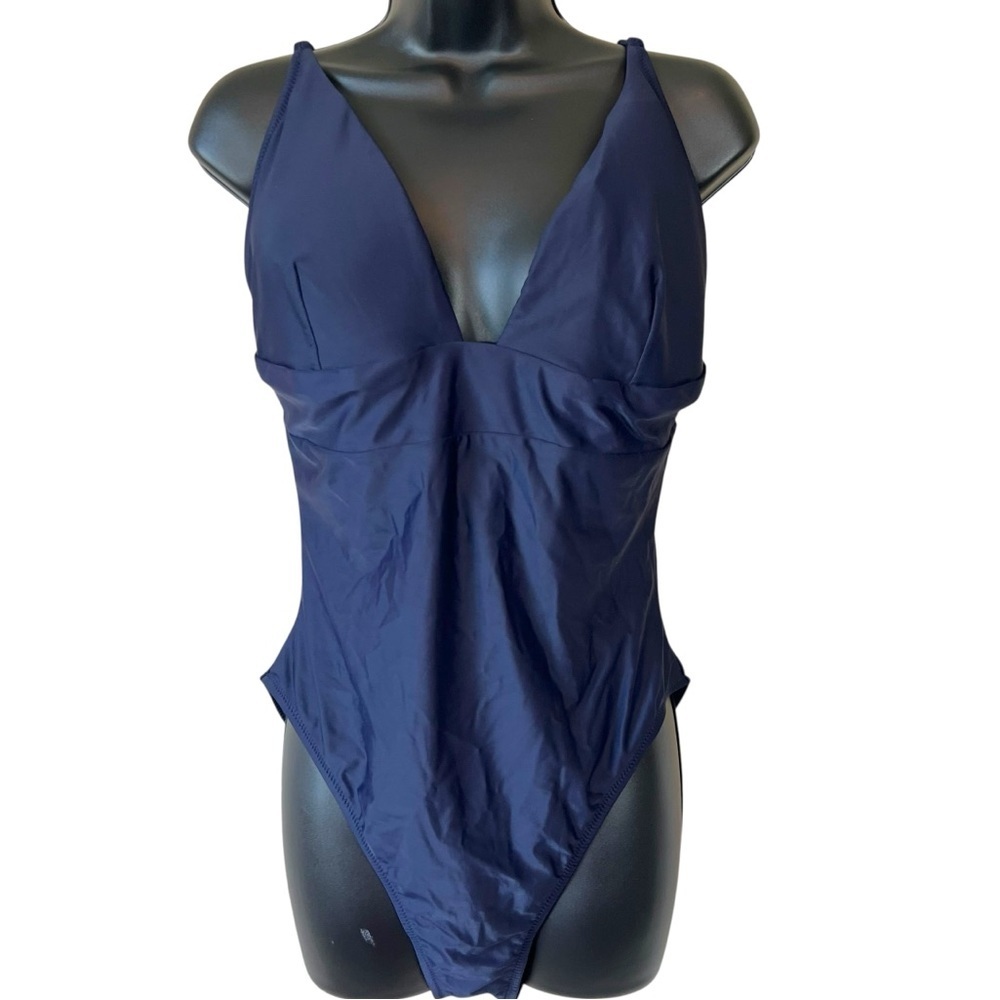 J.Crew Plunge One-Piece Swimsuit Navy Blue
